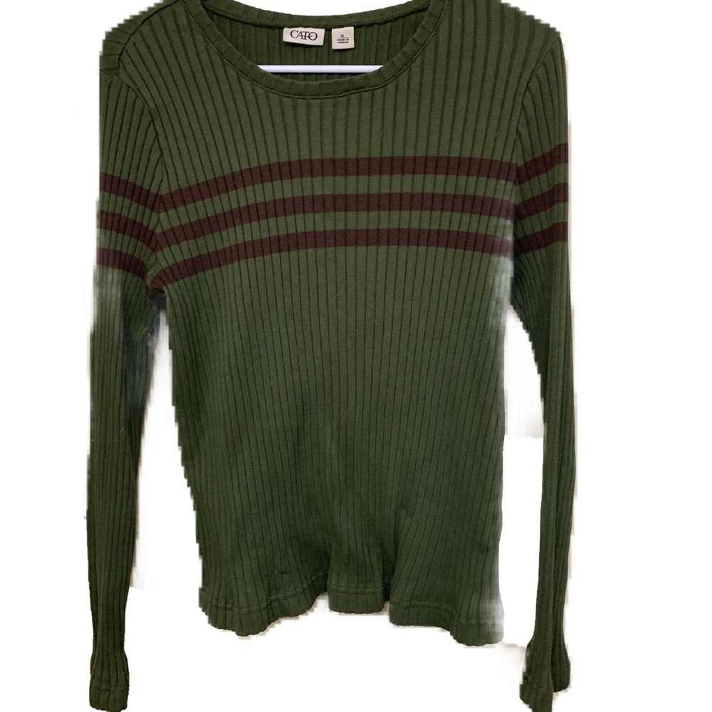 Cato green and brown long sleeve top